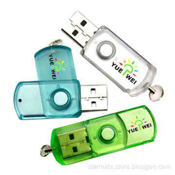 Plastic Swivel USB Flash Drives, 1-year Warranty with Full Color, Silkscreen Printing